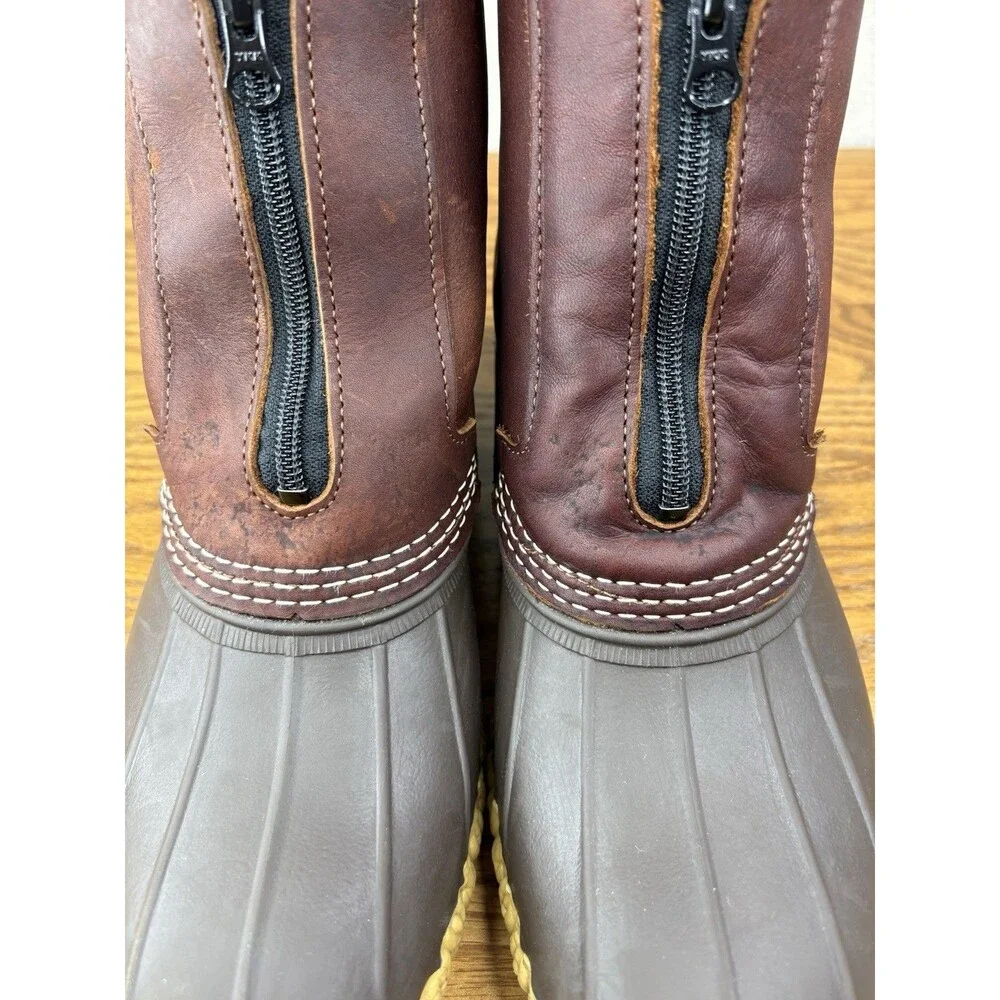 LL Bean Front Zip Duck Boots Mens 9 D Fleece Lined Buffalo Plaid Insulated USA
